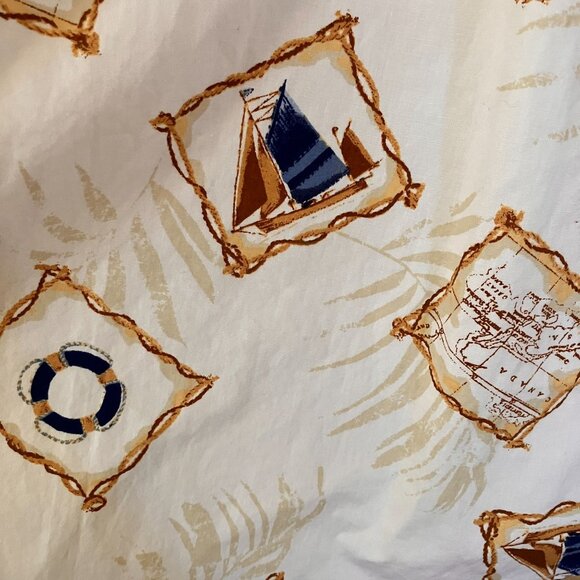 Natural Issue Mens Vintage Hawaiian Sailboat No Wrinkle Shirt Large White SP EXC - Picture 2 of 12